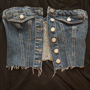 Zara Blue Denim Corset Top